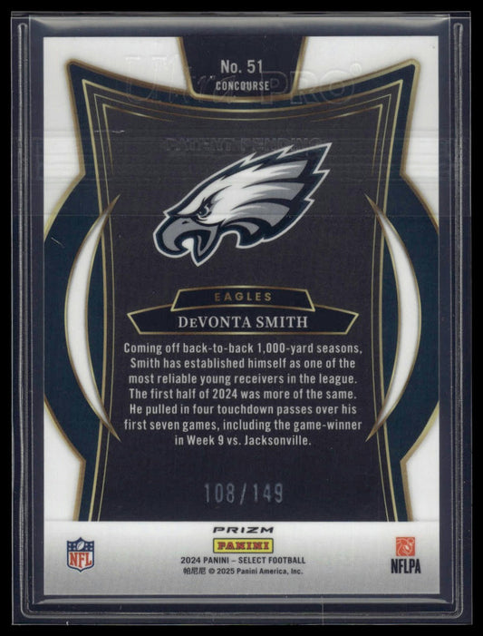 2024 Panini Select #51 DeVonta Smith Maroon Prizm #/149
