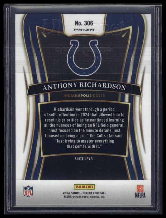 2024 Panini Select #306 Anthony Richardson Disco Prizm