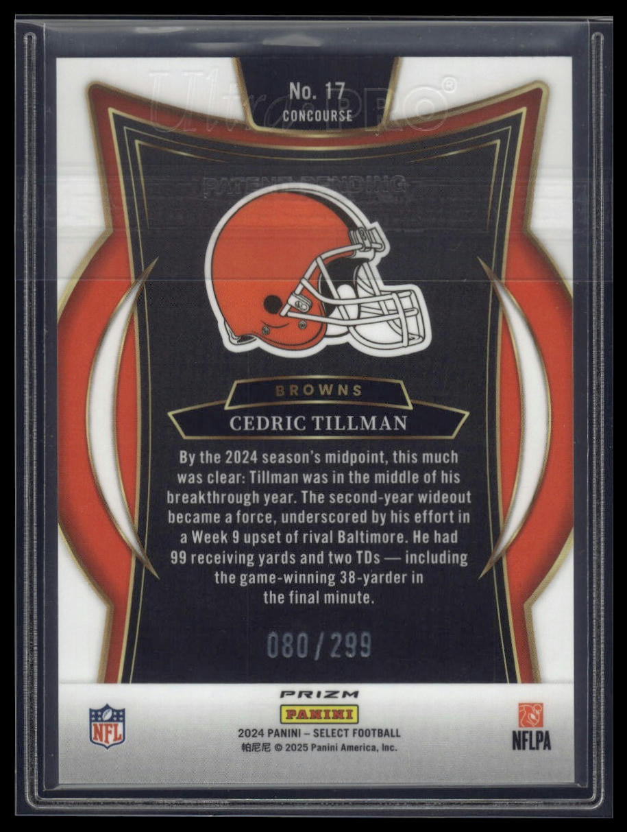 2024 Panini Select #17 Cedric Tillman Tri-Color Prizm #/299