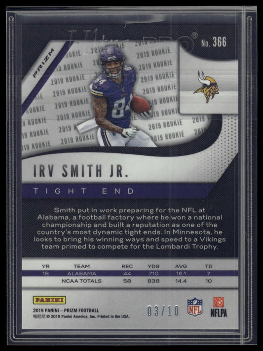 2019 Panini Prizm #366 Irv Smith Jr. Gold #/10