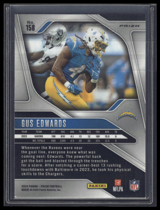 2024 Panini Prizm #158 Gus Edwards Black and White Checker