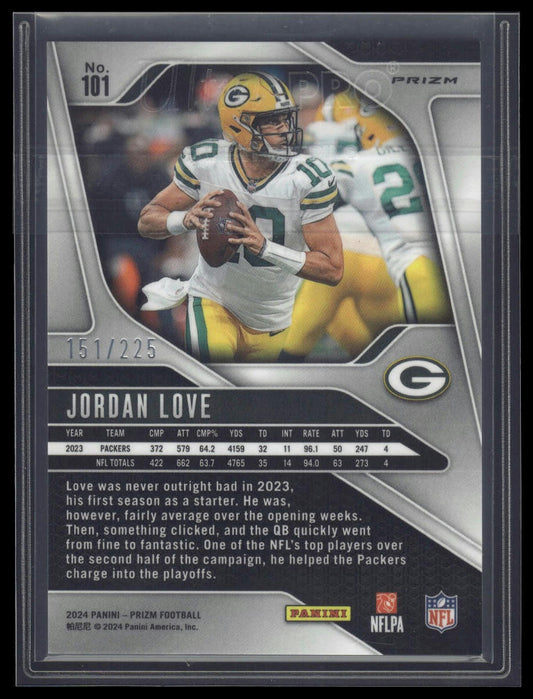 2024 Panini Prizm #101 Jordan Love Purple Ice #/225