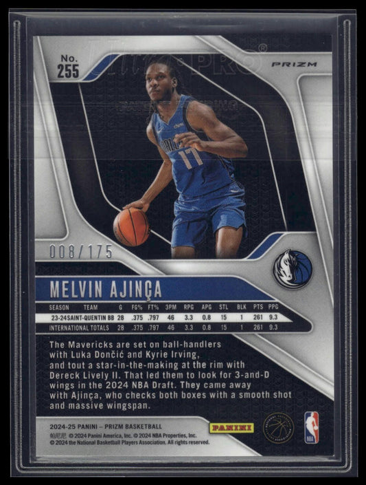 2024-25 Panini Prizm #255 Melvin Ajinca Prizms White #/175