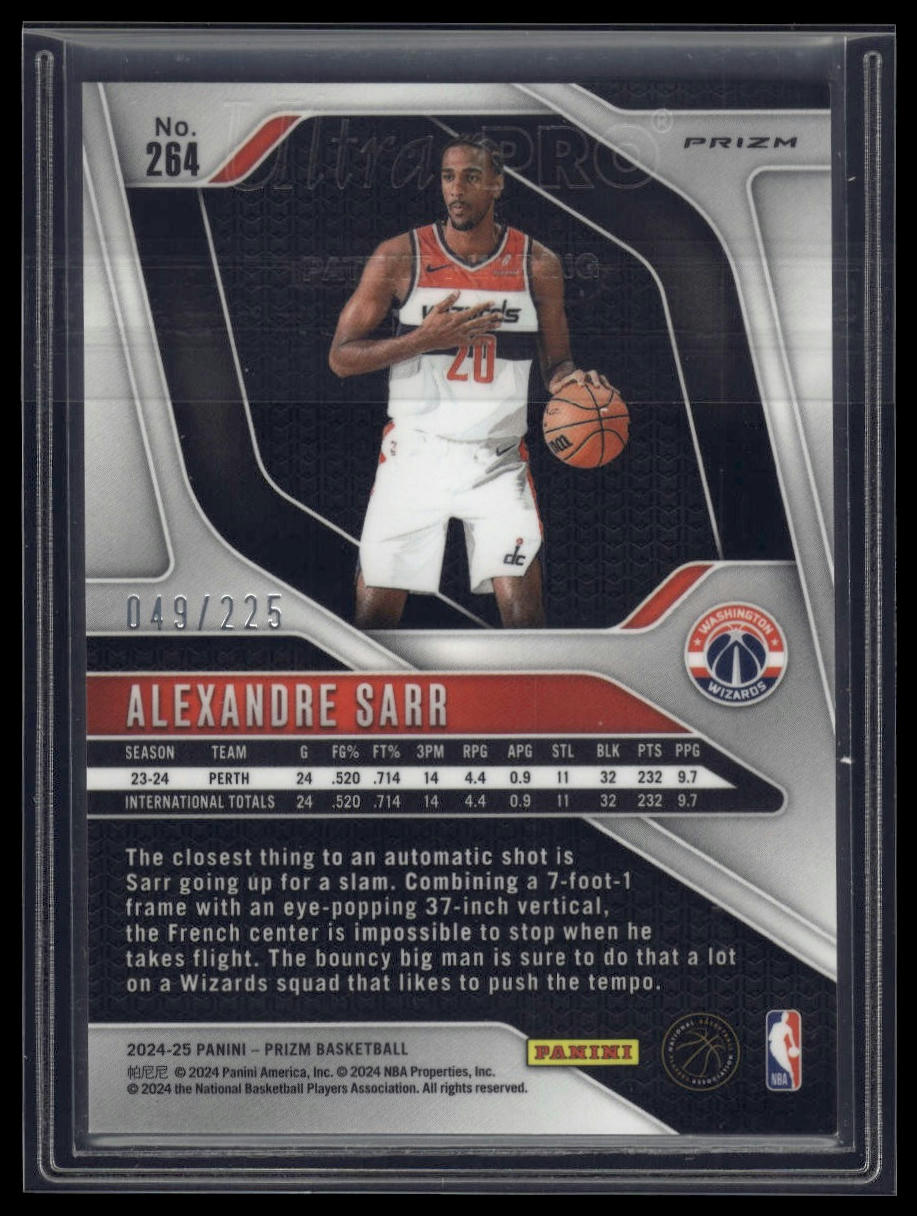 2024-25 Panini Prizm #264 Alexandre Sarr Prizms Basketball #/225