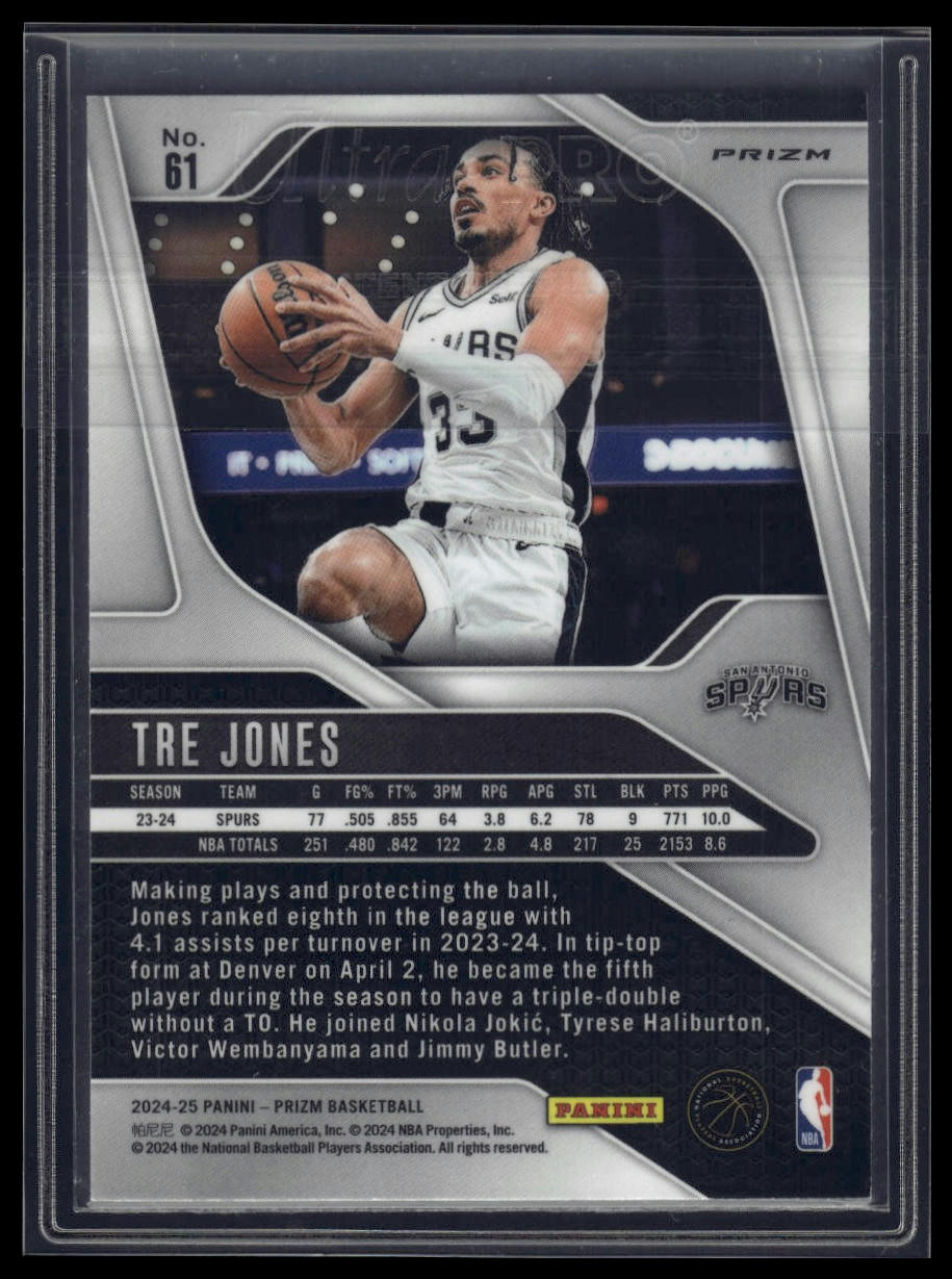 2024-25 Panini Prizm #61 Tre Jones Prizms Silver