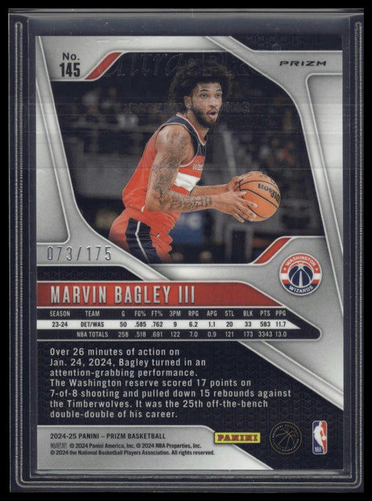 2024-25 Panini Prizm #145 Marvin Bagley III Prizms White #/175