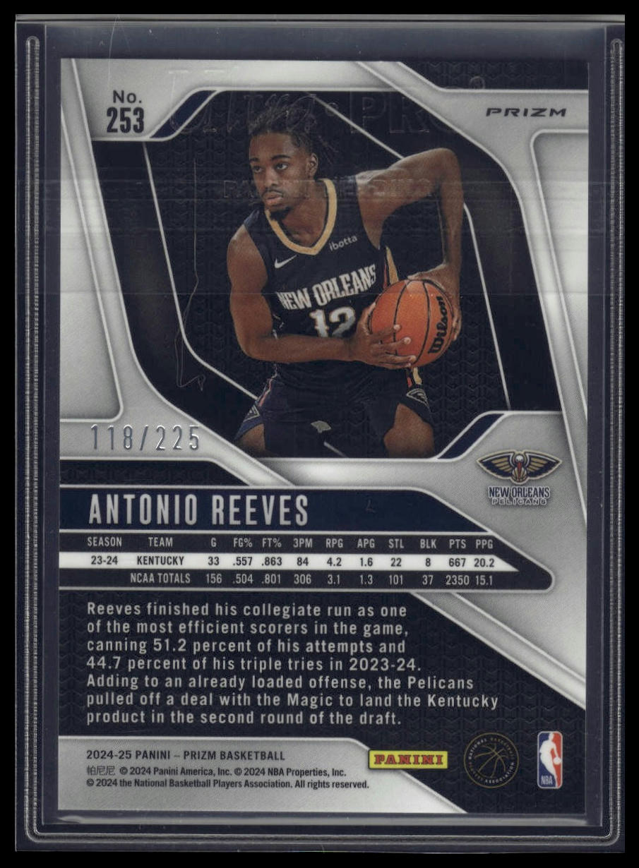 2024-25 Panini Prizm #253 Antonio Reeves Prizms Basketball #/225