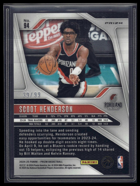 2024-25 Panini Prizm #94 Scoot Henderson Prizms Purple #/99