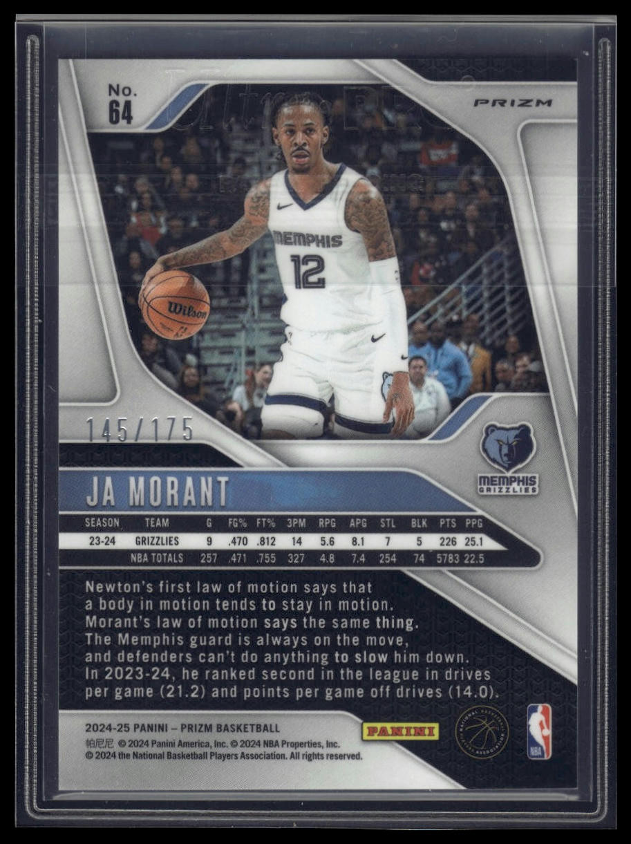 2024-25 Panini Prizm #64 Ja Morant Prizms White #/175