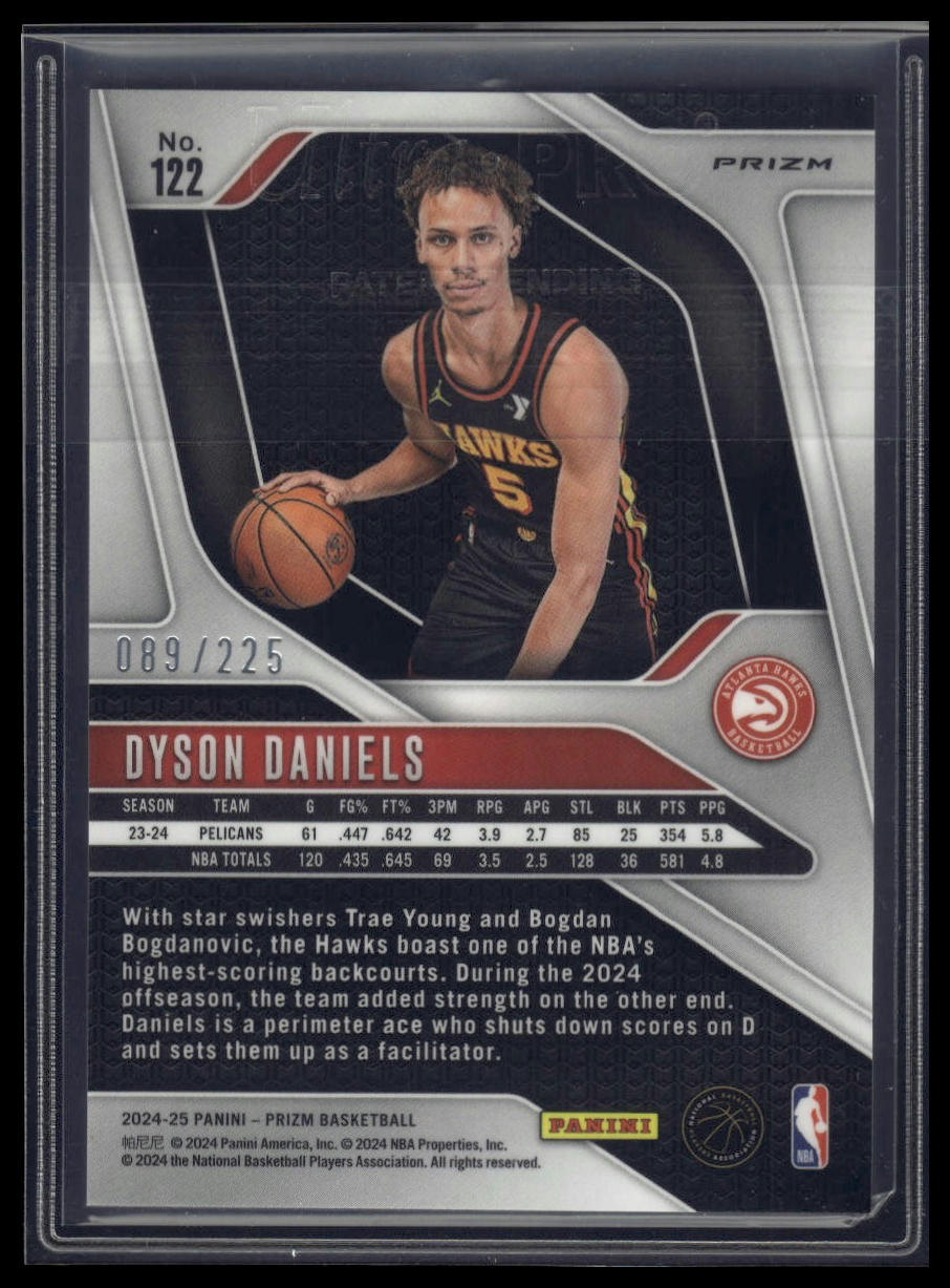 2024-25 Panini Prizm #122 Dyson Daniels Prizms Basketball #/225