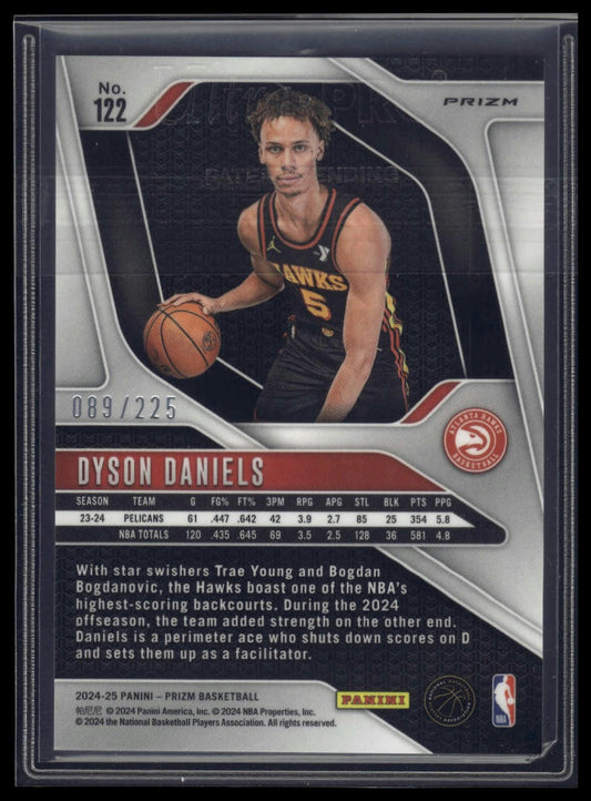 2024-25 Panini Prizm #122 Dyson Daniels Prizms Basketball #/225
