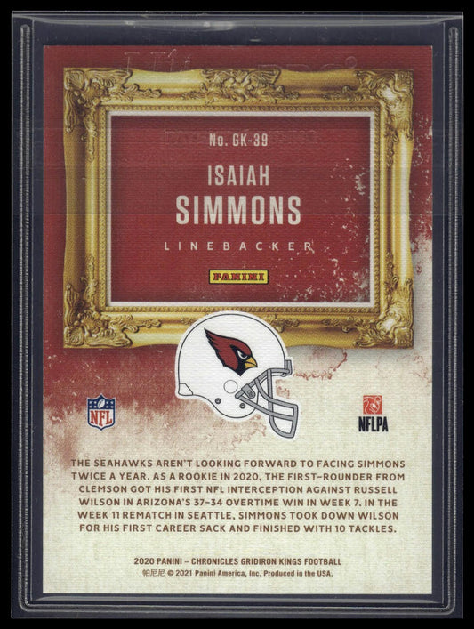 2020 Panini Chronicles #GK-39 Isaiah Simmons Gridiron Kings Teal