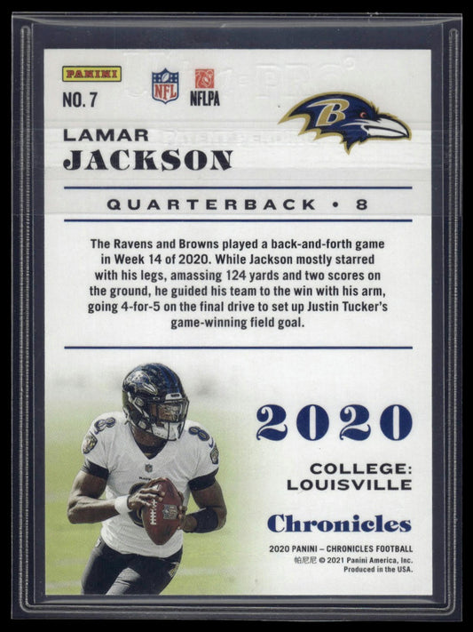 2020 Panini Chronicles #7 Lamar Jackson Blue #/99