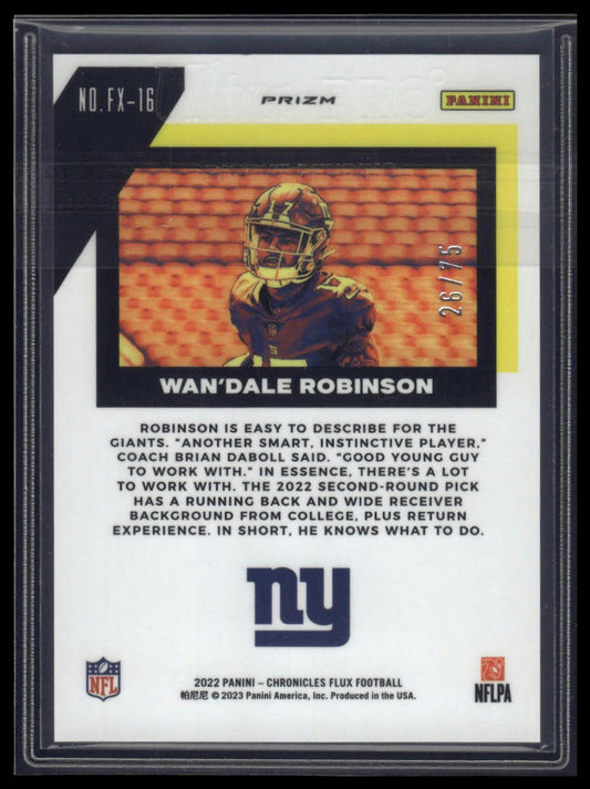 2022 Panini Chronicles #FX-16 Wan'Dale Robinson Flux Rookies
