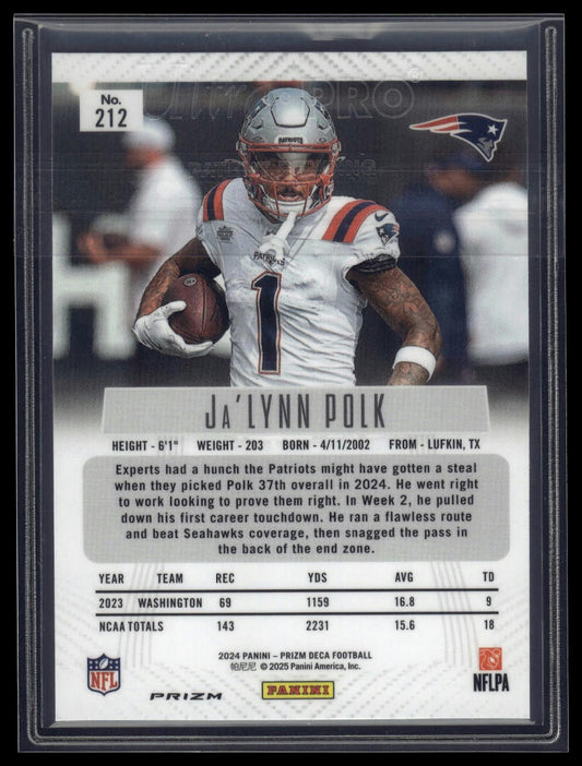 2024 Panini Prizm Deca #212 Ja'Lynn Polk Silver Prizms