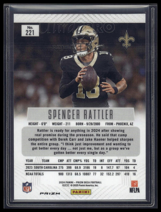 2024 Panini Prizm Deca #221 Spencer Rattler Silver Prizms