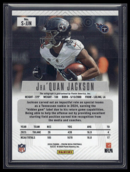 2024 Panini Prizm Deca #S-JJN Jha'Quan Jackson Signatures