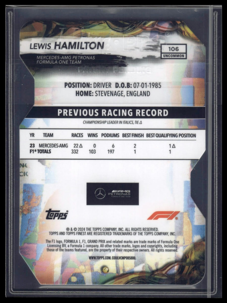 2024 Topps Finest Formula 1 #106 Lewis Hamilton Refractors Die Cut #/75