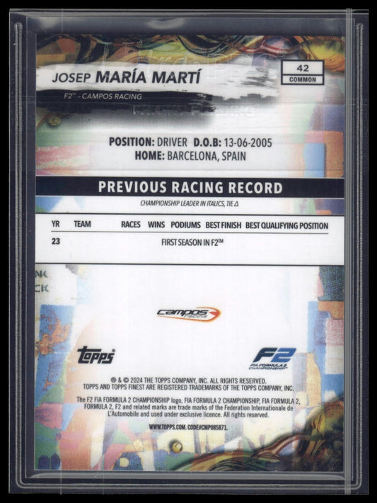 2024 Topps Finest Formula 1 #42 Josep María Martí Black Refractors #/25