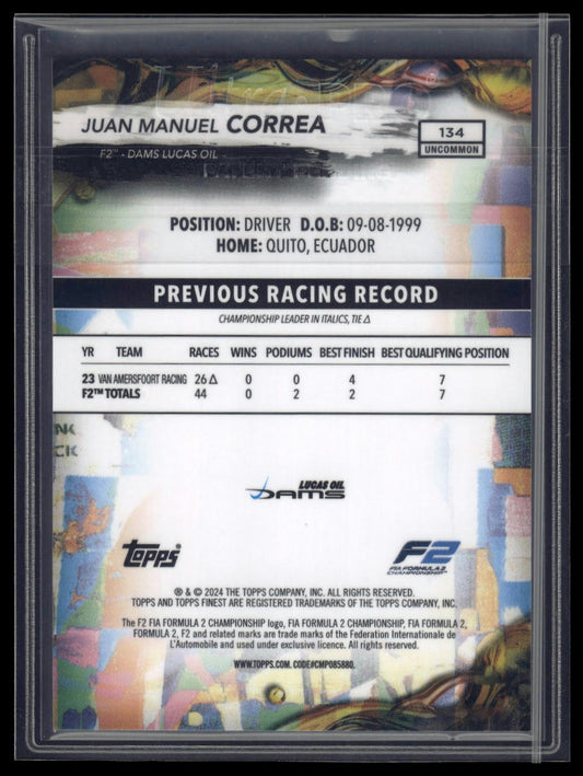2024 Topps Finest Formula 1 #134 Juan Manuel Correa Red/Black Vapor /15