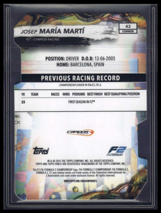 2024 Topps Finest Formula 1 #42 Josep María Martí Refractors Die Cut #/99