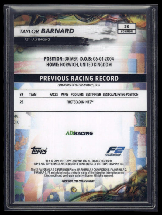 2024 Topps Finest Formula 1 #36 Taylor Barnard Blue Refractors #/200