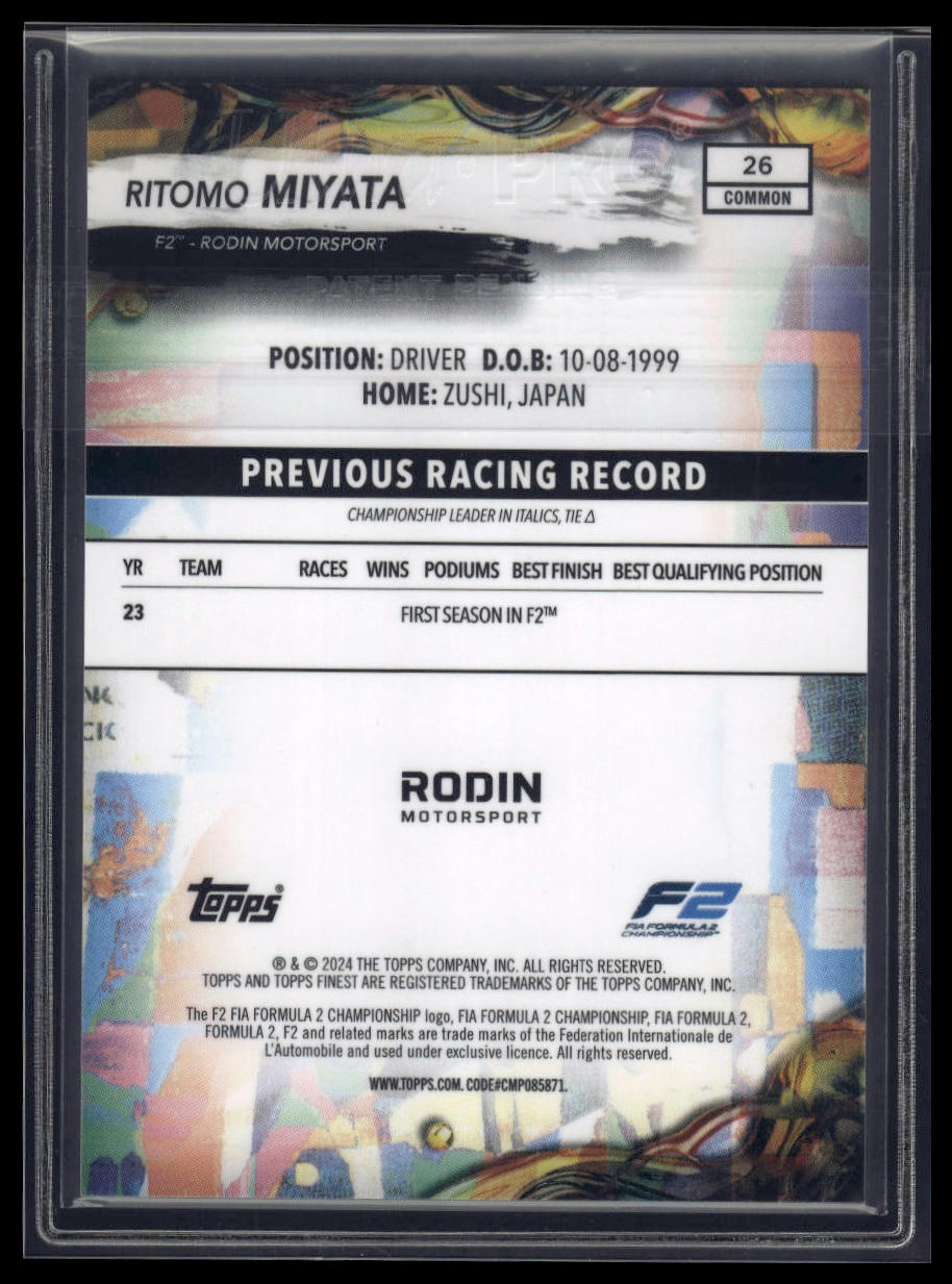 2024 Topps Finest Formula 1 #26 Ritomo Miyata Blue Refractors #/200