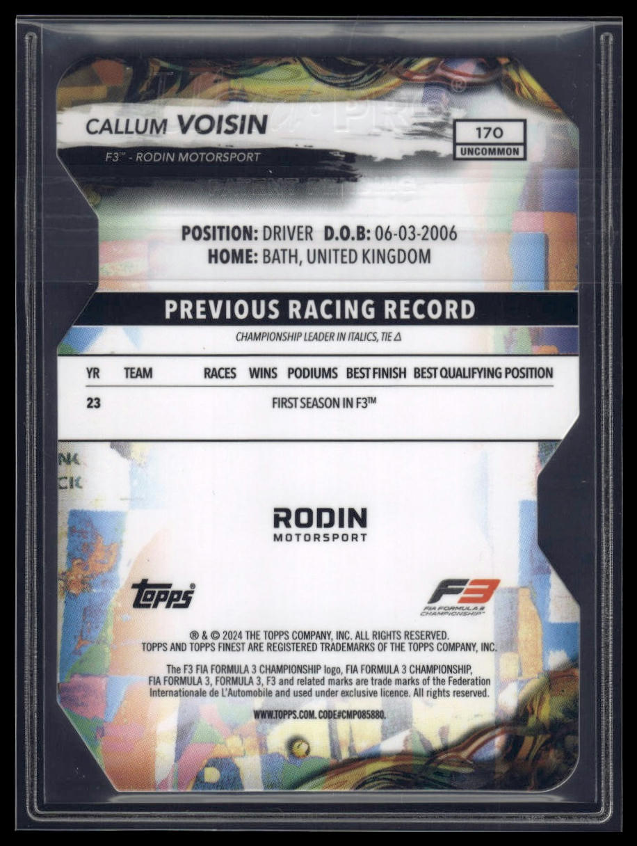 2024 Topps Finest Formula 1 #169 Joshua Dufek Refractors Die Cut #/75