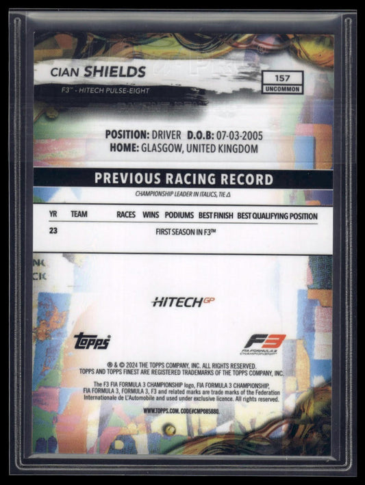2024 Topps Finest Formula 1 #157 Cian Shields Blue Refractors #/150