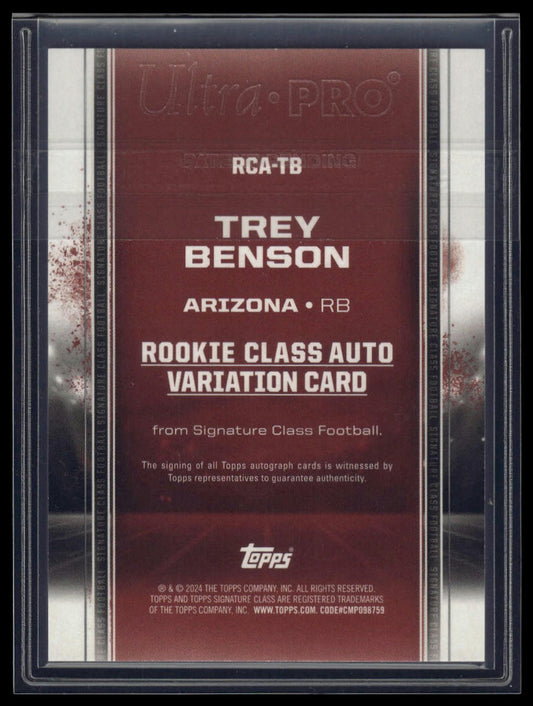 2024 Topps Signature Class #RCA-TB Trey Benson Rookie Class Auto Variation