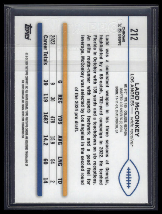 2024 Topps Chrome #212 Ladd McConkey Purple Refractor #/275