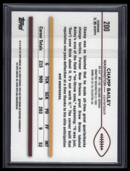 2024 Topps Chrome #200 Champ Bailey Aqua Refractor #/199