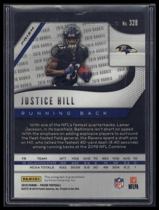 2019 Panini Prizm #328 Justice Hill Rookie Autographs