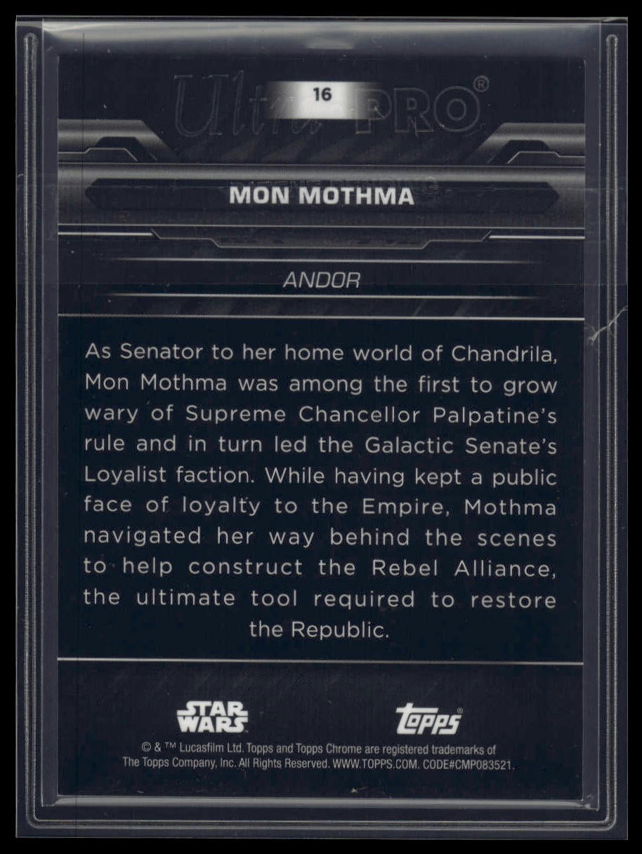 2024 Topps Chrome Black Star Wars #16 Mon Mothma Gold Refractor