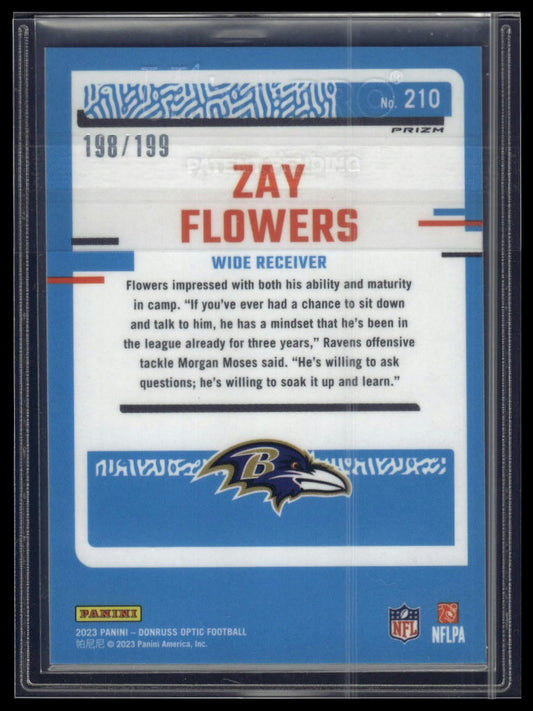 2023 Donruss Optic #210 Zay Flowers Blue #/199
