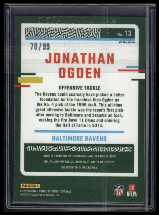 2023 Donruss Optic #13 Jonathan Ogden Red #/99