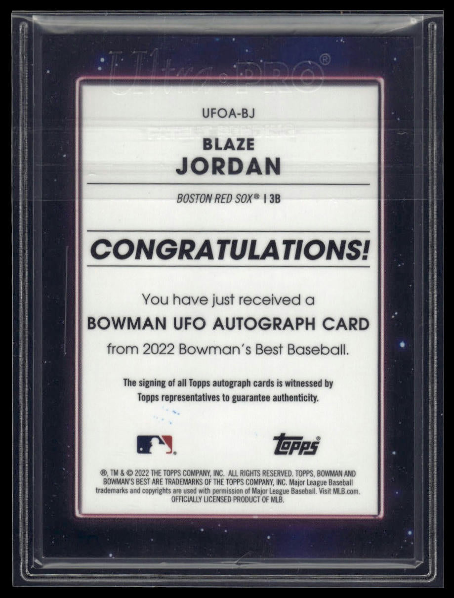 2022 Bowman's Best #UFOA-BJ Blaze Jordan UFO Autographs #/250