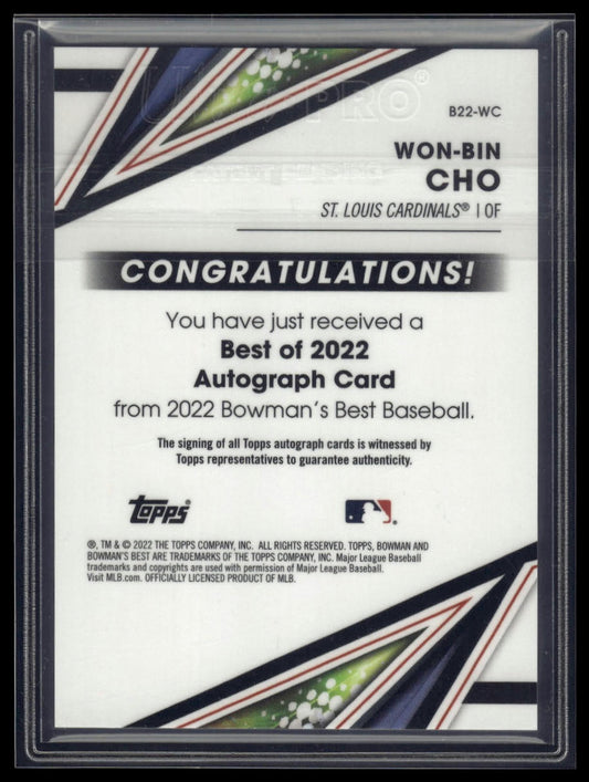 2022 Bowman's Best #B22-WC Won-Bin Cho Best of 2022 Autographs