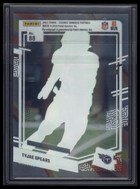 2023 Clearly Donruss #88 Tyjae Spears Rated Rookie Auto Vintage Stripes /18