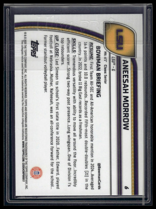 2024-25 Bowman University Chrome #6 Aneesah Morrow Green Shimmer Refractor