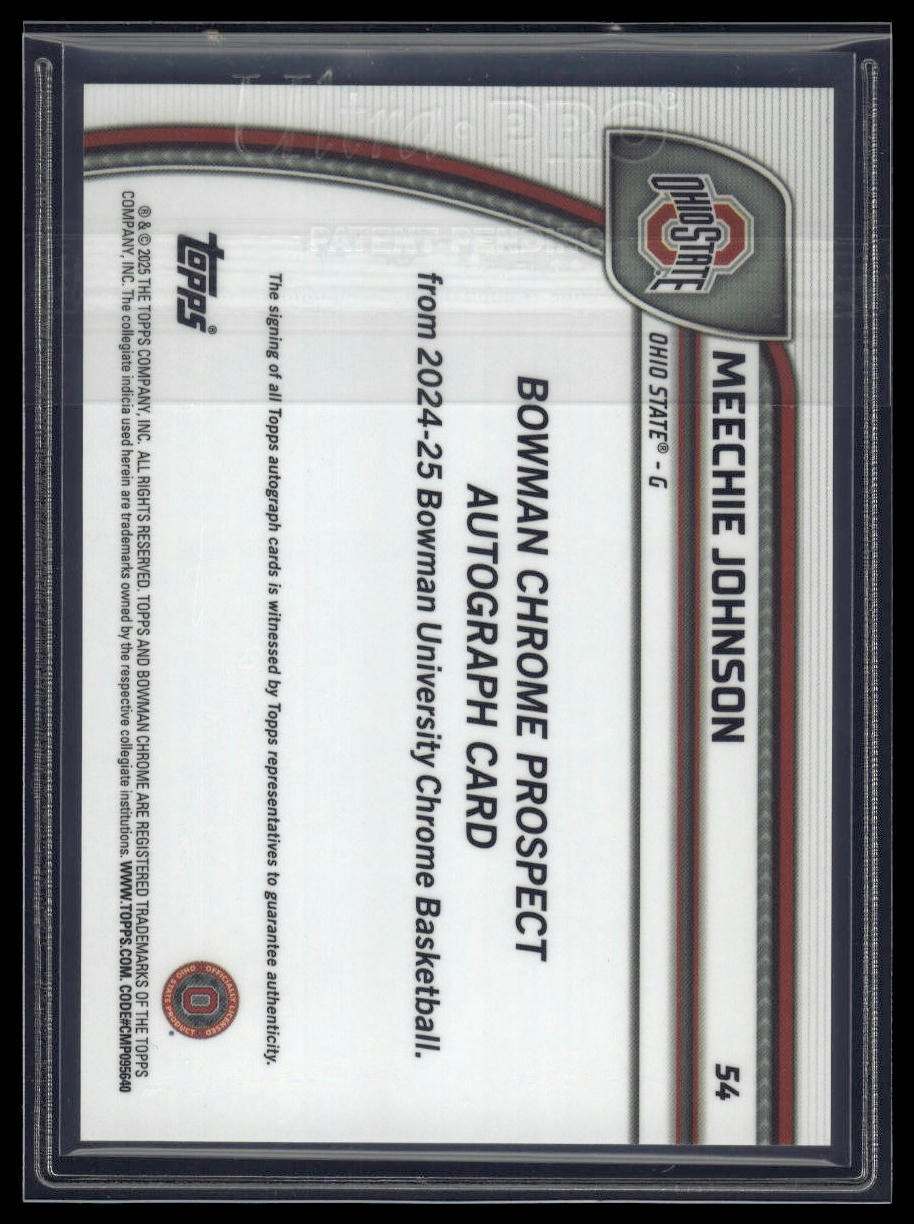 2024-25 Bowman University Chrome #54 Meechie Johnson Auto Orange Reptilian /25