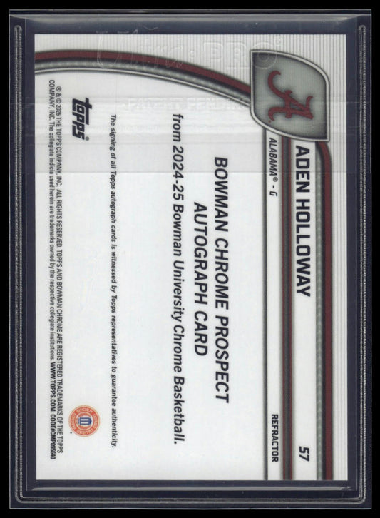 2024-25 Bowman University Chrome #57 Aden Holloway Autographs Refractor