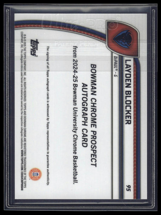 2024-25 Bowman University Chrome Layden Blocker Auto Black and Blue Stealth /100