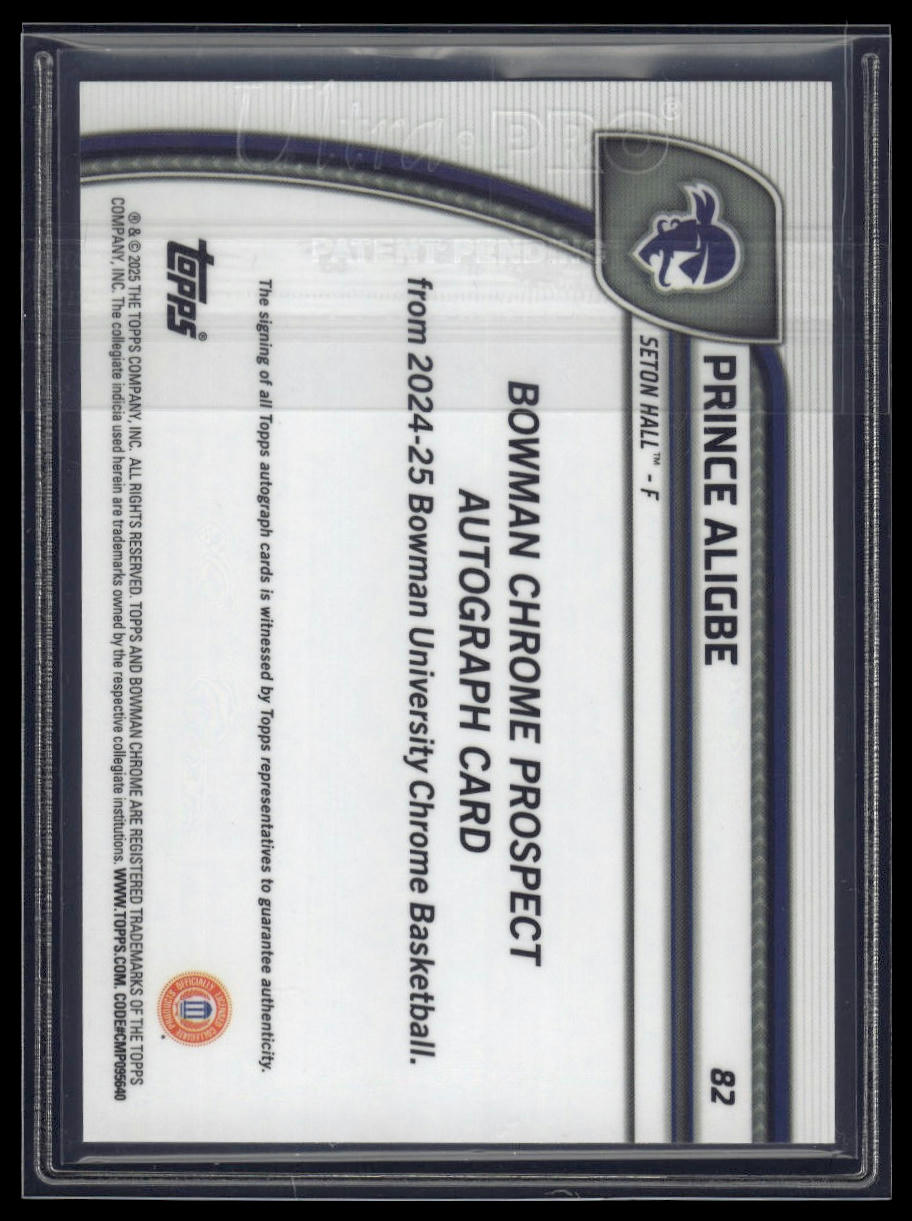 2024-25 Bowman University Chrome #82 Prince Aligbe Prospects Autographs