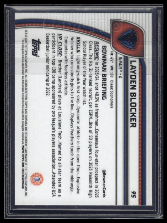 2024-25 Bowman University Chrome #95 Layden Blocker Team Logo Variations