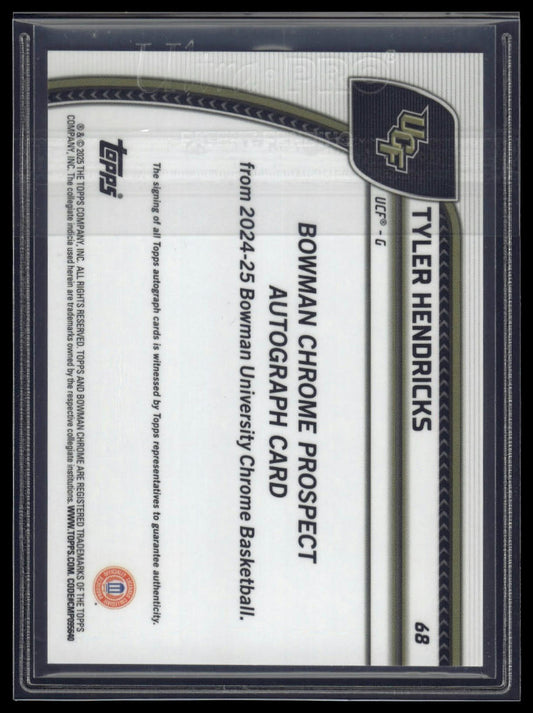 2024-25 Bowman University Chrome #68 Tyler Hendricks Auto Stealth Refractor