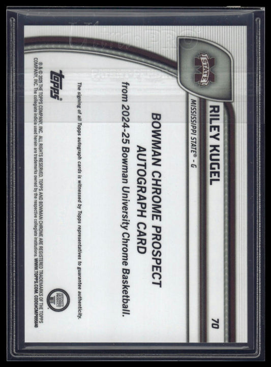2024-25 Bowman University Chrome Riley Kugel Auto Black and Blue Stealth /100