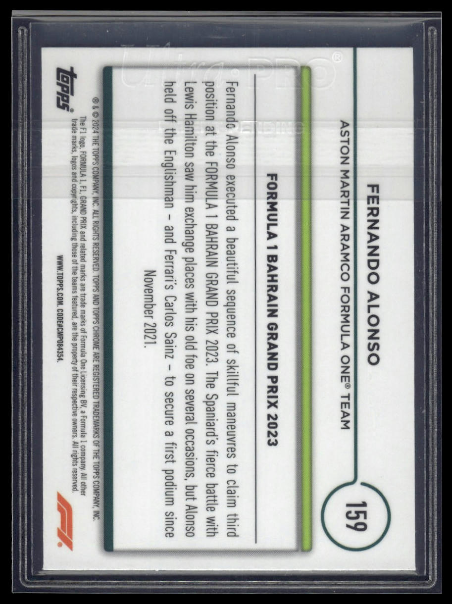 2024 Topps Chrome Formula 1 #159 Fernando Alonso Fuchsia Lava Refractors #/225