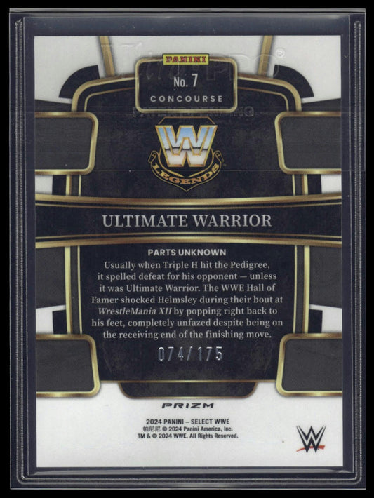 2024 Panini Select WWE #7 Ultimate Warrior Red Prizms #/175