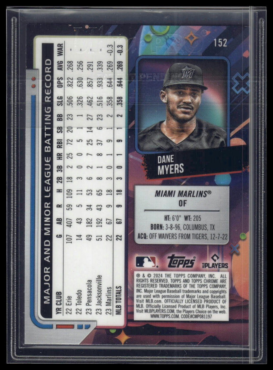 2024 Topps Chrome Cosmic #152 Dane Myers Purple Nebula Refractors #/150